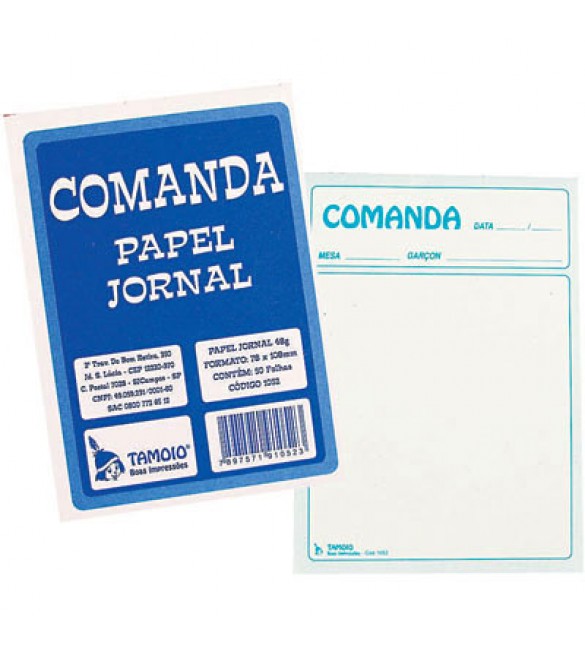 Bloco Comanda Jornal Pequeno  c/50fls -Tamoio - pacote com 11 blocos